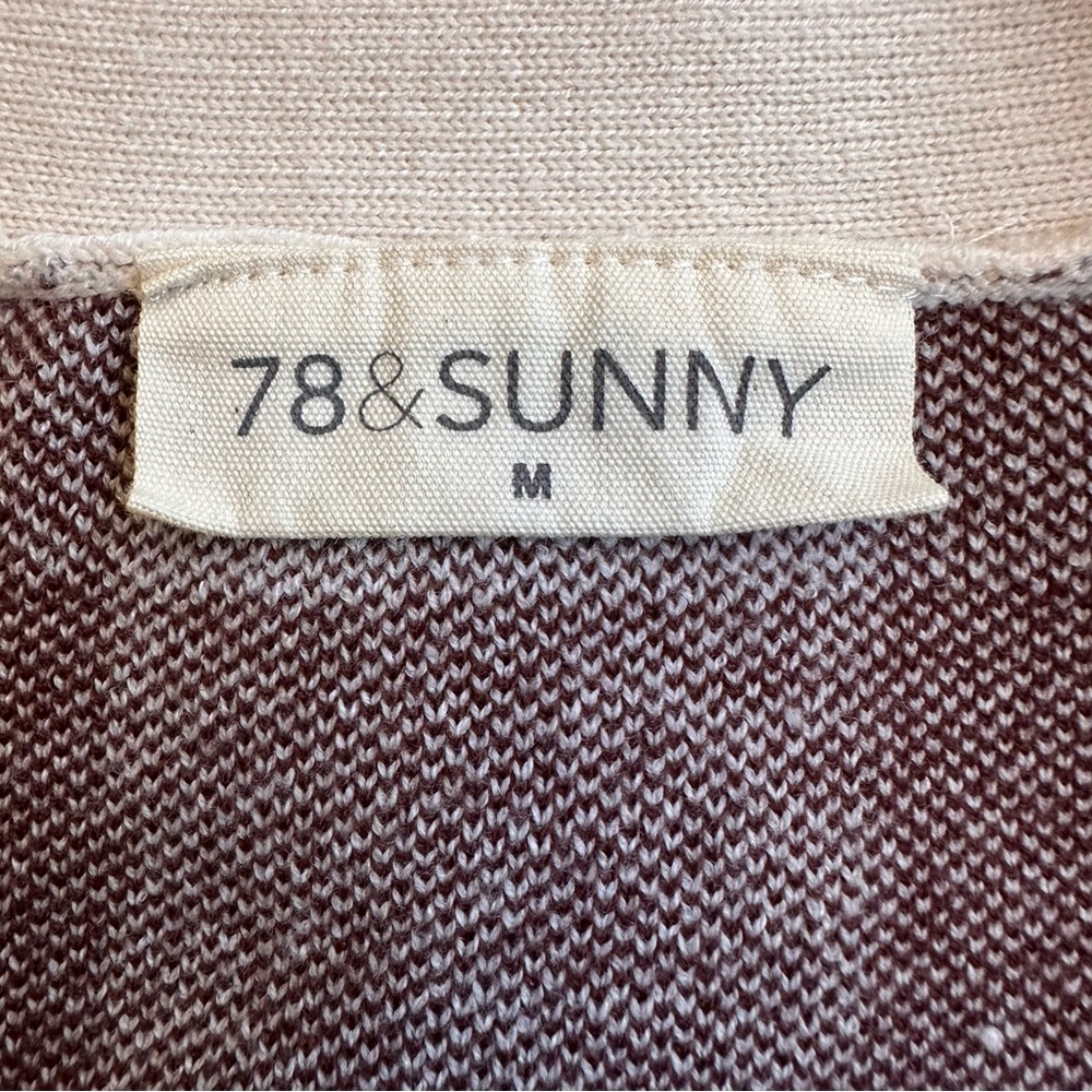 78 & Sunny Alumni Double‎ Plaid Cardigan Medium Cream Cocoa EUC Cottage Preppy - Picture 6 of 8